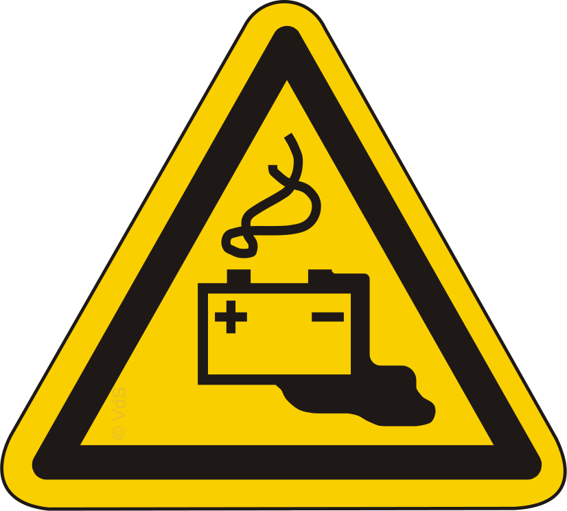 Warnschild "Warnung vor Gefahren durch Batterien" – ISO 7010 W 026