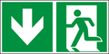 Rettungswegschild abwärts ISO 7010 E001 + E005