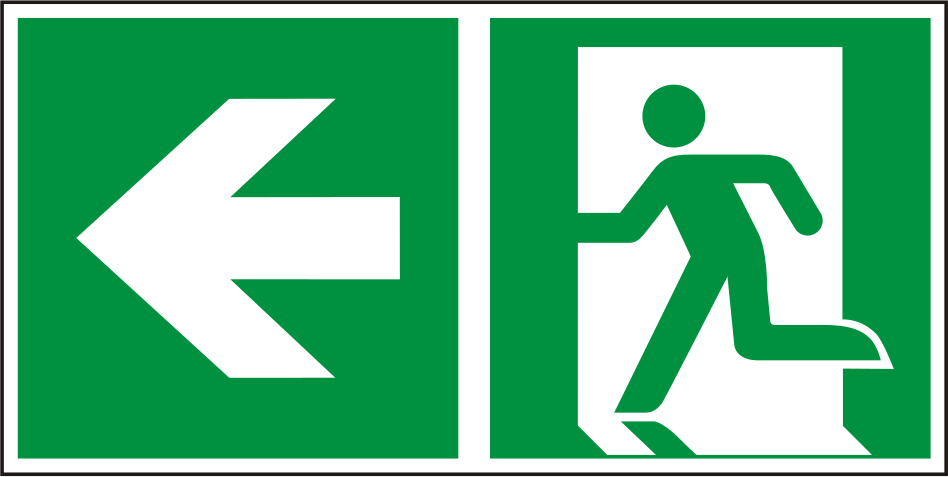 Rettungswegschild links ISO 7010 E001 + E005