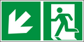Rettungswegschild links abwärts ISO 7010 E001 + E006