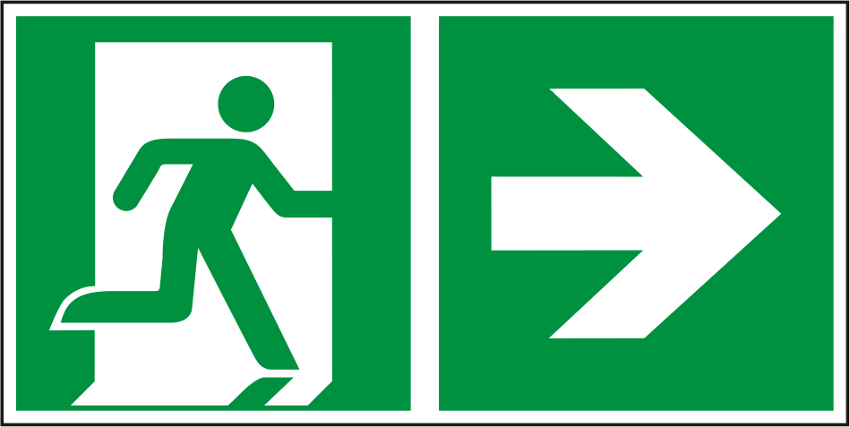 Rettungswegschild rechts ISO 7010 E002 + E005