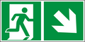 Rettungswegschild rechts abwärts ISO 7010 E002 + E006